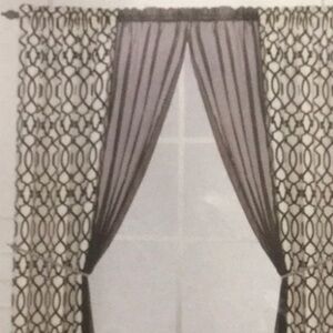 Kirklands Charlize Ivory black flock black sheer 40”x84” six pieces in set